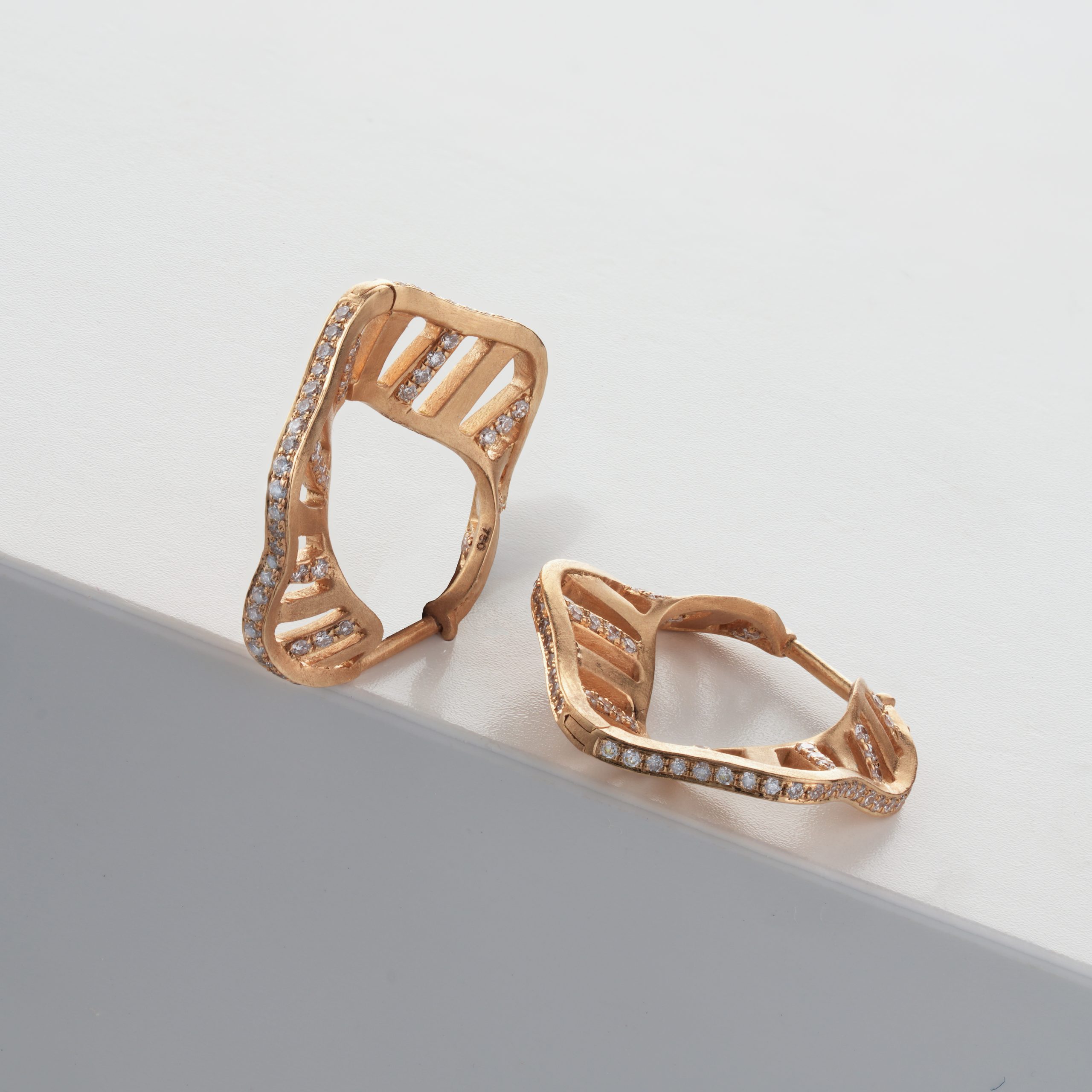 Signature Hoops with Diamonds Border 14mm